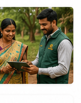 Saathi using tablet in field